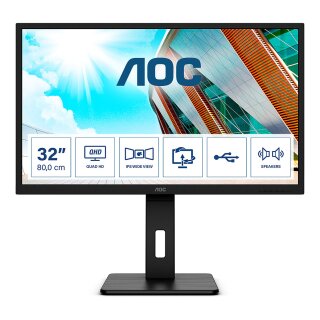 80,0cm/31,5" (2560×1440) AOC Q32P2 16:9 IPS 4 ms 75Hz HDMI DisplayPort USB-Hub Speakers VESA Black