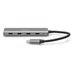 DIGITUS USB-C-Hub 4-Port 3.1->4xC3.1 integr. Kabel silber