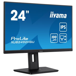 60,5cm/24" (1920x1080) iiyama ProLite XUB2492HSU-B6 FHD IPS 100Hz 0,4ms 16:9 HDMI DP USB Pivot LS Black