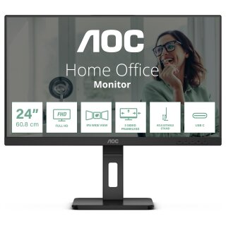 61cm/24" (1920x1080) AOC Pro-line 24P3CV 16:9 FHD IPS 4ms 75Hz HDMI DP USB-C Speaker Pivot Black