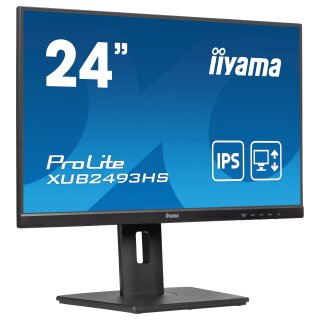 61cm/24" (1920x1080) iiyama ProLite XUB2493HS-B6 16:9 FHD IPS 0.5ms 100Hz HDMI DP Pivot