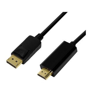 LogiLink DisplayPort 1.2 > HDMI (ST-ST) 2m Adapterkabel 4K Schwarz