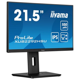 55,9cm/22" (1920x1080) Iiyama ProLite XUB2292HSU-B6 16:9 FHD IPS 0,4ms 100Hz HDMI DP USB Speaker Pivot Black