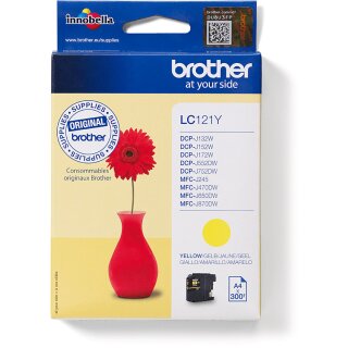 Brother Tinte LC-121Y Gelb bis zu 300 Seiten A4 nach ISO 24711