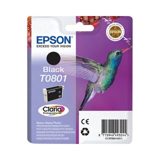 Epson Tinte 5LB T0801 ink cartridge black standard capacity 7.4ml 330 pages 1-pack blister without alarm
