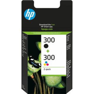 HP 300 original Ink cartridge CN637EE black and tri-colour standard capacity 2 x 4ml black: 200 pages colour: 165 pages 2-pack
