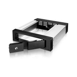 Wechselrahmen. 1xSATA/SAS 3.5" zu 1xSATA Host in 5.25" Einbauschacht. EasySwap trägerlos. Alu/ Plastik ICY BOX