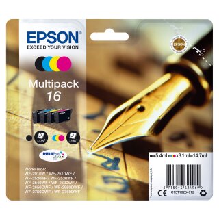 Epson Tinte 16 C13T16264012 4er Multipack (BKMCY) bis zu 165 Seiten