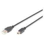 DIGITUS USB 2.0 Anschlusskabel Typ A -mini B St/St 1.8m, sw