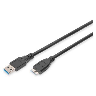 DIGITUS USB 3.0 Anschlusskabel Typ A -mikro B St/St 1.0m, sw