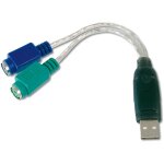 DIGITUS Adapterkabel USB1.1 -> 2xPS/2 St/Bu 2xMini-Din6/F