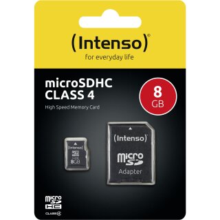 CARD 8GB Intenso MicroSDHC 21MB/s +Adapter
