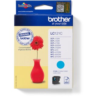Brother Tinte LC-121C Cyan bis zu 300 Seiten A4 nach ISO 24711