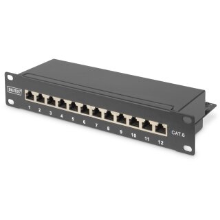 DIGITUS Patchpanel 1HE 12-Port Cat6 ClassE geschirmt schw.