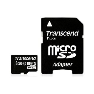 CARD 8GB Transcend Premium MicroSDHC 10MB/s +Adapter