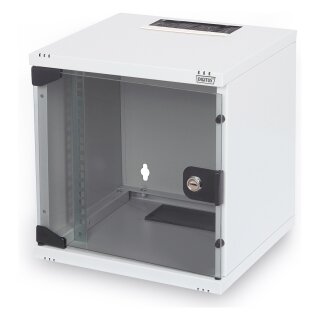 DIGITUS Wandschrank Compact 6HE 254mm 10" Glastür grau