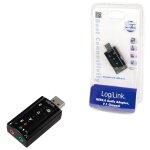 LogiLink USB 2.0 Audio-Adapter, USB-A/M zu 2x 3,5 mm/F,...