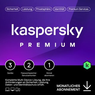 Kaspersky Premium – 3 Devices, 1 Month - Subscription (ABO) – ESD-Download