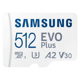 CARD 512GB Samsung EVO PLUS microsdxc UHS-I U3 inkl. SD Adapter