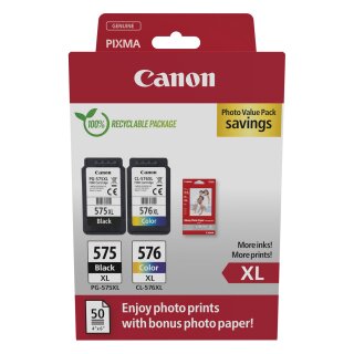 Canon Tinte PG-575XL/CL-576XL 5437C006 2er Multipack (BK/Color) inkl. Fotopapier
