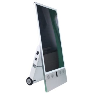 ALLNET Standdisplay 43 Zoll Outdoor Kundenstopper mit Akku oh. Touch mit Laufrollen 1500Nits Android Farbe schwarz