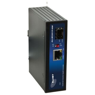 Z ALLNET Medienkonverter Industrial PoE (15,4W/30W/60W) auf 1000BASE-SX/-LX Single-/ Multimode SFP Mini-GBIC Anschluss / DIN / ALL-MCI2011P-60W