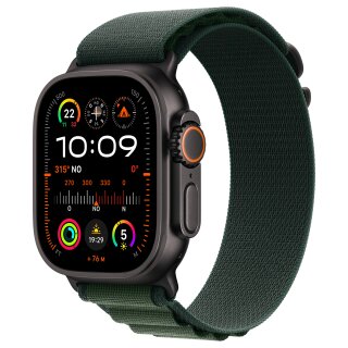 APPLE Watch Ultra 2 GPS + Cellular 49mm Black Titanium Case with Dark Green Alpine Loop - Medium