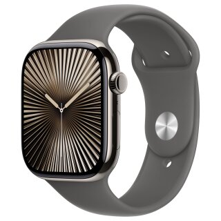 APPLE Watch Series 10 GPS + Cellular 46mm Natural Titanium Case with Stone Grey Sport Band - M/L