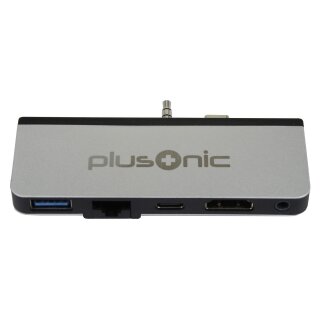 Z Plusonic Docking Adapter/Hub für Microsoft Surface Go, 5in1: USB 3.0/RJ45 Gigabit-Ethernet/Type-C/HDMI/AUX