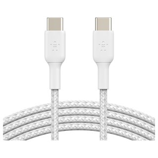 Belkin geflochtenes USB-C/USB-C 2.0 Kabel, 1m, weiß,Doppelpack