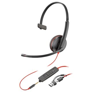 HP Poly Headset Blackwire C3215 Mono USB-C/A & 3.5 mm (bulk)