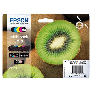 Epson Tinte 202 C13T02E74010 5er Multipack (BKMCY/Schwarz Foto) bis zu 300 Seiten