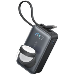 ANKER MagGo PowerBank 10.000mAh 35W fuer iPhone und Apple Watch inkl. 30W USB-C Kabel und zertifizierten 5W Watch Lademodul schwarz