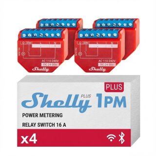Shelly Relais "1PM Gen4 4er Pack" max 16A 1 Kanal Messfunktion WLAN Matter Zigbee Bluetooth