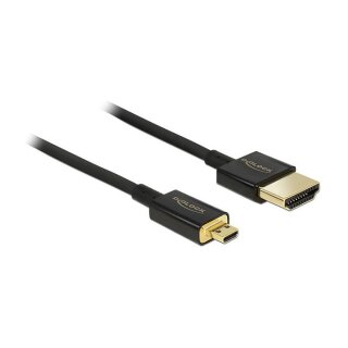 Kabel High Speed HDMI mit Ethernet - HDMI-A Stecker > HDMI Micro-D Stecker 3D 4K 2 m Slim High Quality