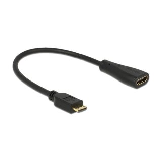 DELOCK Adapterkabel mini HDMI-C Stecker > HDMI-A Buchse High Speed with Ethernet 23cm