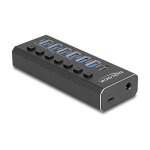 DELOCK 7 Port USB Hub mit 4 Ports 10 Gbps und 4...