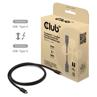 Club3D Kabel Thunderbolt5 zertifi. 8K240Hz/ 80/120Gbps 1m