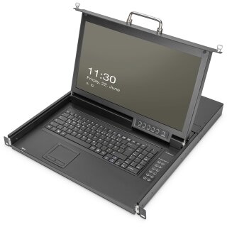 Digitus Modulare HD LCD KVM Konsole mit 17" TFT, 1-Port VGA KVM Anschluss, Touchpad, deutsches Tastaturlayout