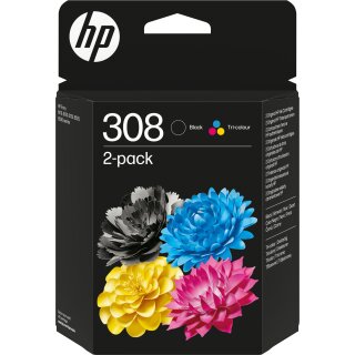HP 308 Black/Tri-Color Ink Cartridge Combo 2-Pack