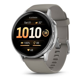 Garmin Venu 4 45mm Silikon-Armb. schwarz/silber/gra