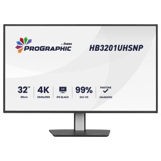 80,0 cm/31,5" (3840x2160) iiyama ProGraphic HB3201UHSNP-B1 16:9 IPS 4 ms 60 Hz 450cd/m² USB-C (96 W) HDMI DP RJ45 KVM VESA Black