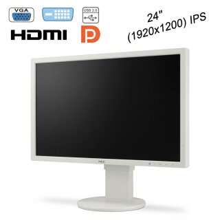 TFT NEC MULTISYNC EA243WM, 24.1", WUXGA, D-SUB: 1, DP: 1x, DVI: 1x, HDMI: 1x, mit Standfuß, Grad A4