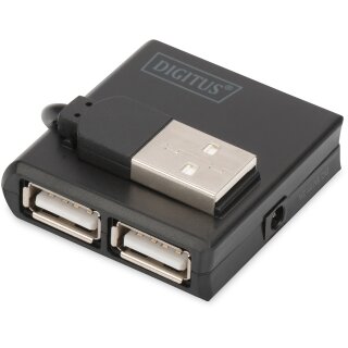 DIGITUS USB-Hub 4-Port 2.0->4xA2.0 integr. Kabel schwarz
