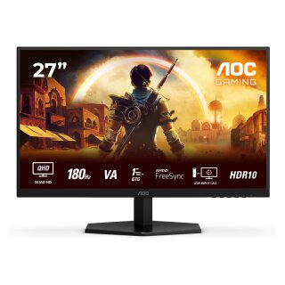 68,6 cm/27" (2560×1440) AOC 27G42XNE 16:9 QHD Fast VA 0,5 ms 180 Hz HDMI DisplayPort VESA Black