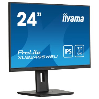 61,1cm/24" (1920x1200) Iiyama Prolite XUB2495WSU-B7 16:10 FHD IPS 4ms 75Hz HDMI DP USB Speaker Pivot Black