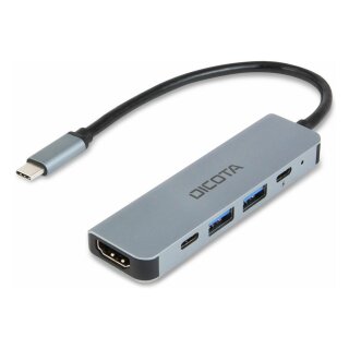 D Dicota USB-C 5-in-1 Video Hub 4K PD 100W silver
