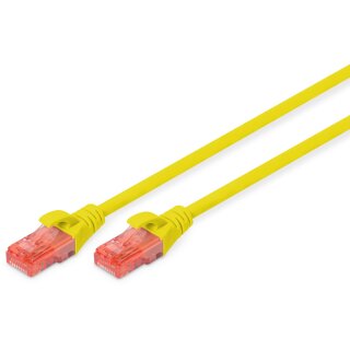 DIGITUS Patchkabel RJ45 U/UTP Cat6 2.00m gelb Hebelschutz Polybeutel