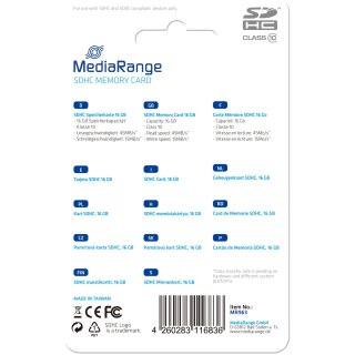 CARD MediaRange 16GB SDHC CL.10