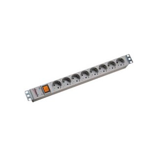 BACHMANN 48,26cm 19Zoll Steckdosenleiste 8fach mit Schalter alum.